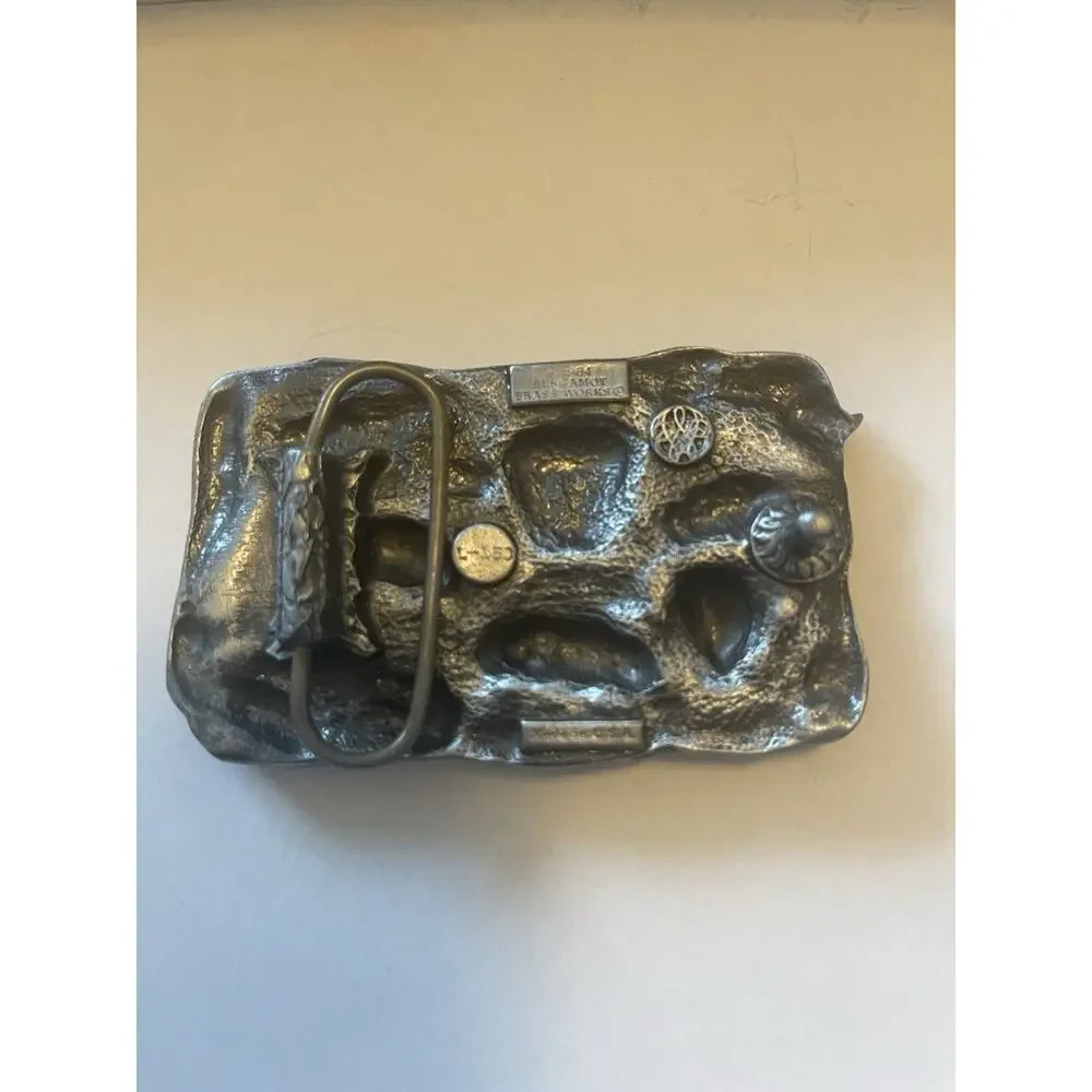 Vintage 1984 Bergamot Brass Works Farm Pig Belt Buckle - Made in USA